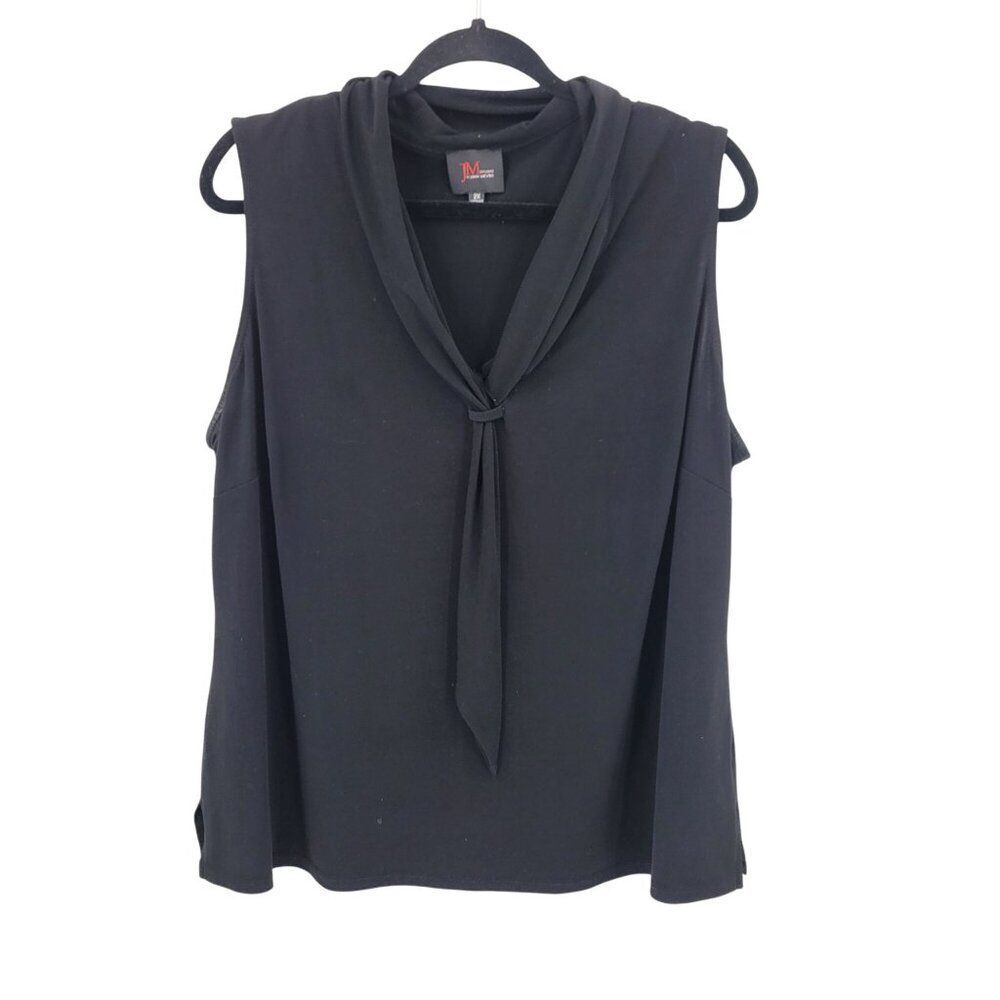 JM Studio Sleeveless Stretch Black Top Neck Tie‎ Plus Size 2X Career Cocktail